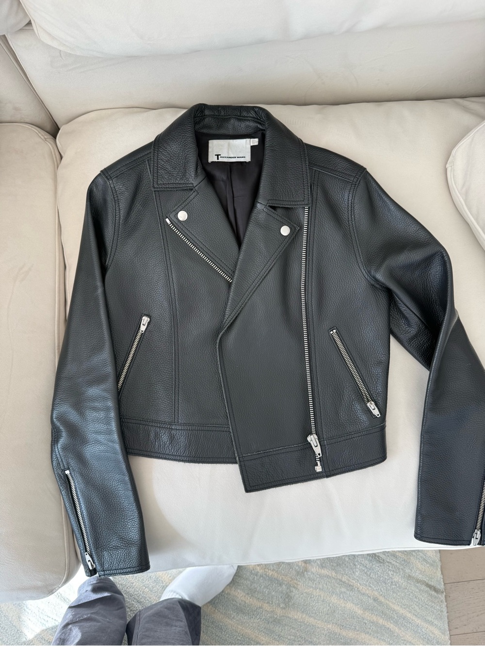 T by Alexander Wang Black Leather Biker Jacket Size 4
